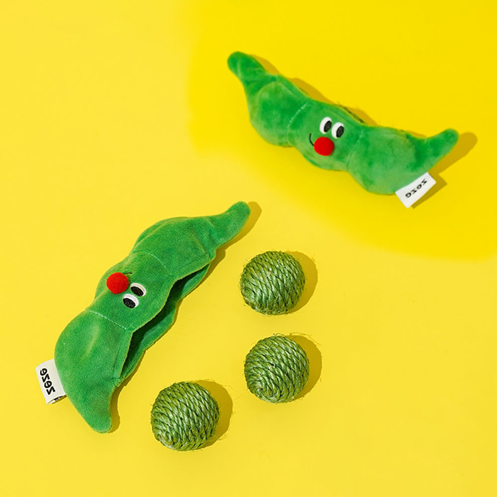 KFX-0854461 Interactive Cat Toy Balls Set - 3PCS Sisal Rope Chew Balls with Rustling Sound and Pea Pod Storage for Indoor Play