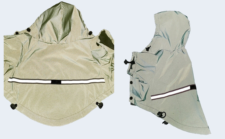 KFX-0854589 Reflective Waterproof Raincoat for Pets - Lemon Yellow & Grey, Sizes XS to XL