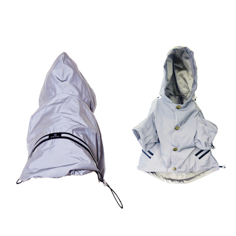 KFX-0854589 Reflective Waterproof Raincoat for Pets - Lemon Yellow & Grey, Sizes XS to XL