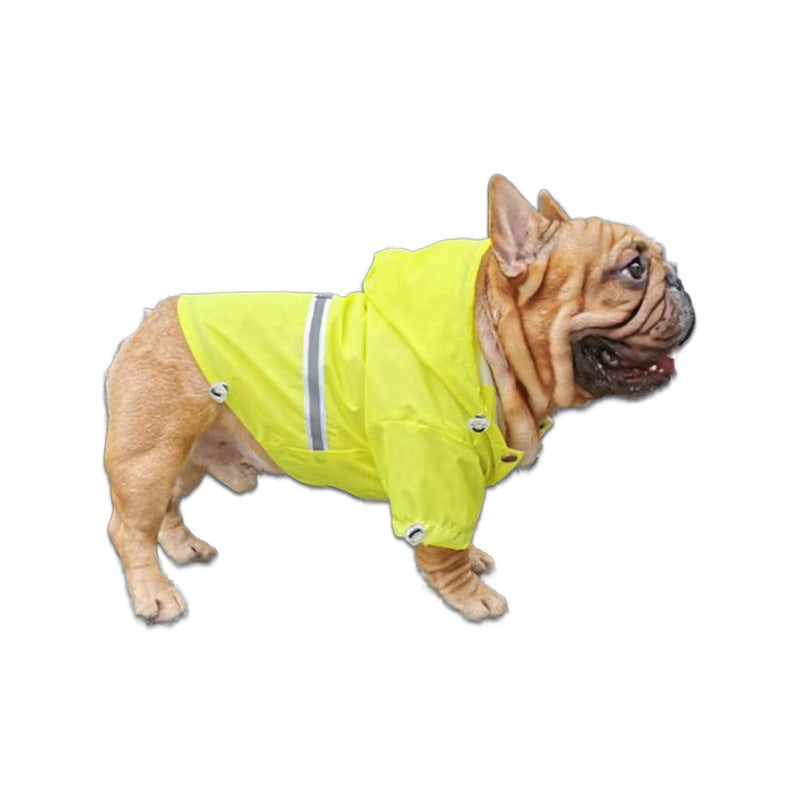 KFX-0854589 Reflective Waterproof Raincoat for Pets - Lemon Yellow & Grey, Sizes XS to XL