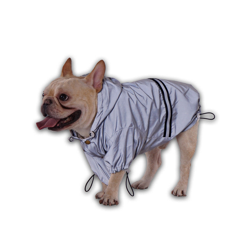 KFX-0854589 Reflective Waterproof Raincoat for Pets - Lemon Yellow & Grey, Sizes XS to XL