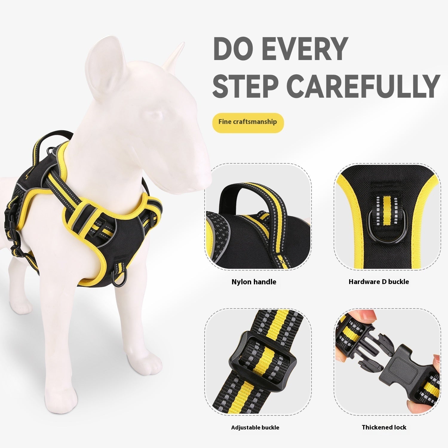 KFX-0856253 Adjustable Dog Harness with Traction Strap for Outdoor Training and Safety