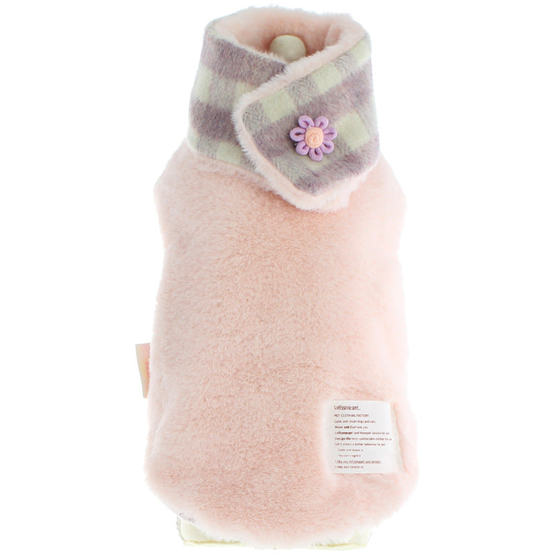 KFX-0857533 Reversible Imitation Rabbit Fur Cotton Coat with Fur Collar - Available in Pink and Grey, Sizes XS to XL