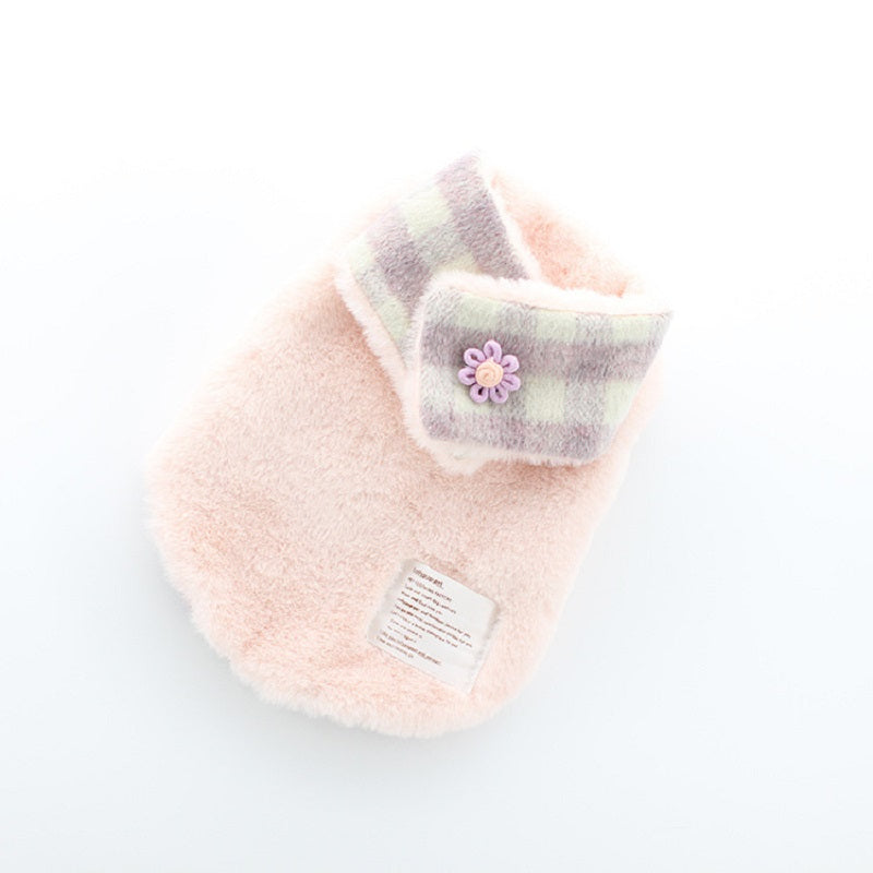 KFX-0857533 Reversible Imitation Rabbit Fur Cotton Coat with Fur Collar - Available in Pink and Grey, Sizes XS to XL