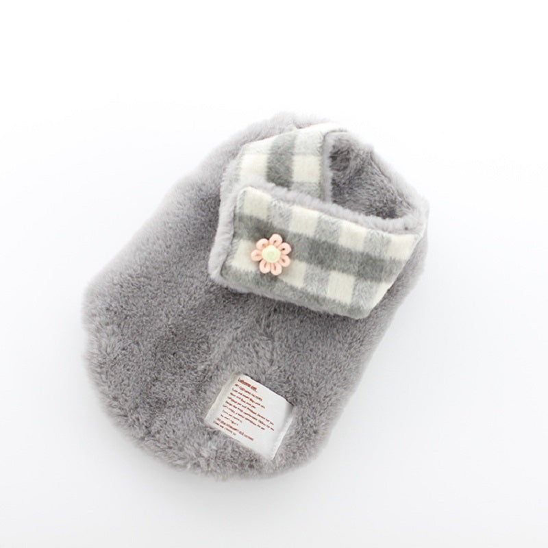 KFX-0857533 Reversible Imitation Rabbit Fur Cotton Coat with Fur Collar - Available in Pink and Grey, Sizes XS to XL