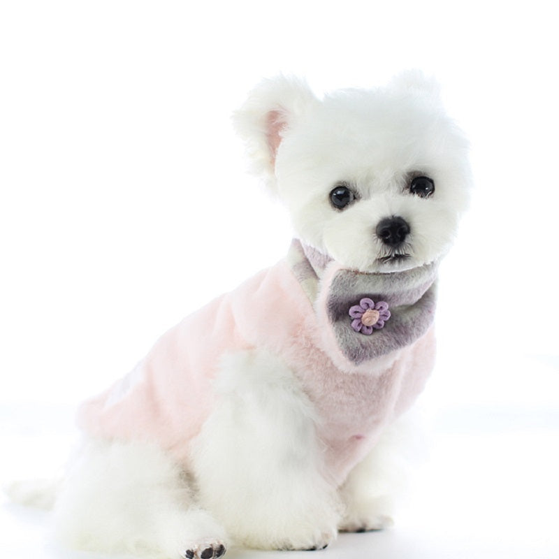 KFX-0857533 Reversible Imitation Rabbit Fur Cotton Coat with Fur Collar - Available in Pink and Grey, Sizes XS to XL