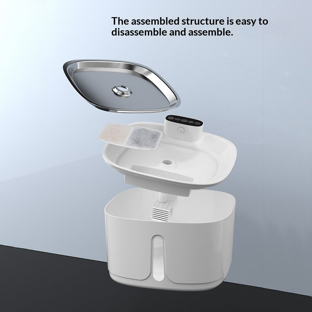 KFX-0857789 Wireless Stainless Steel Smart Pet Water Fountain for Dogs and Cats, 4000 mAh Battery