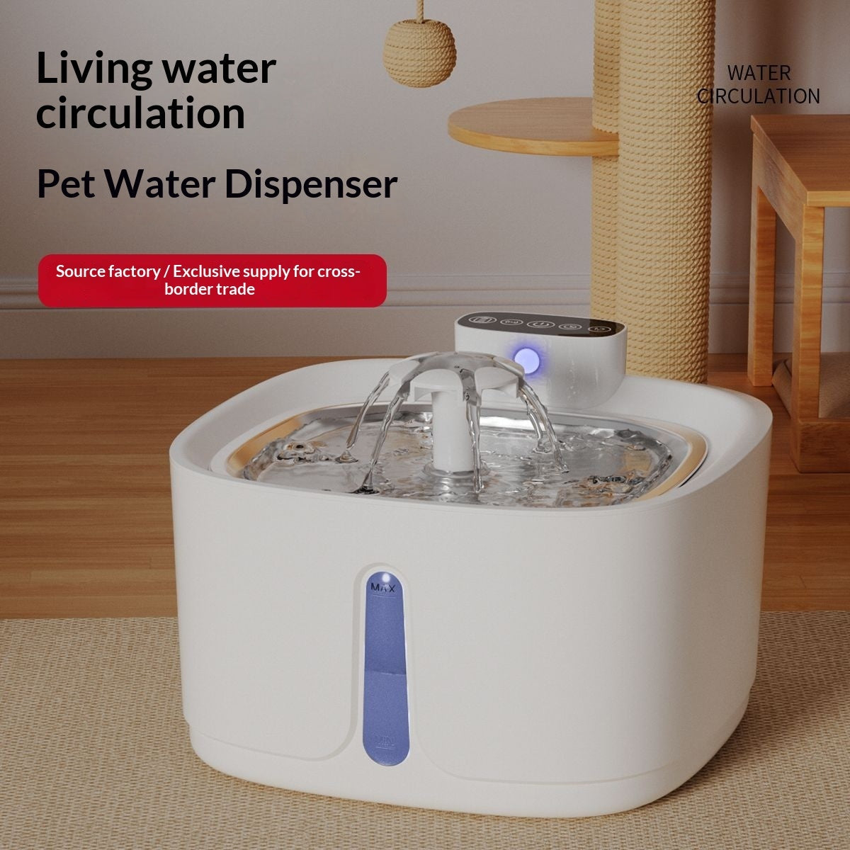KFX-0857789 Wireless Stainless Steel Smart Pet Water Fountain for Dogs and Cats, 4000 mAh Battery