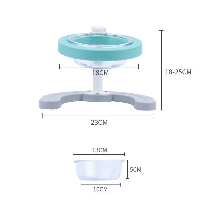 KFX-0858941 Adjustable Non-Slip Pet Feeding Bowl in Green and Pink