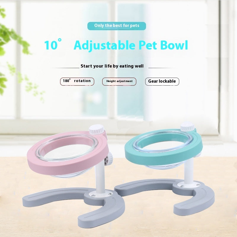 KFX-0858941 Adjustable Non-Slip Pet Feeding Bowl in Green and Pink