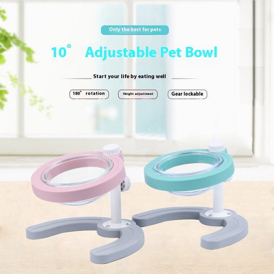 KFX-0858941 Adjustable Non-Slip Pet Feeding Bowl in Green and Pink