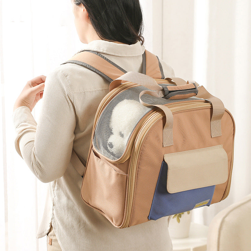 KFX-0859197 Foldable Pull-Rod Backpack for Pets - Nylon Travel Bag, 50-60L Capacity, Available in Gray, Pink, and Khaki