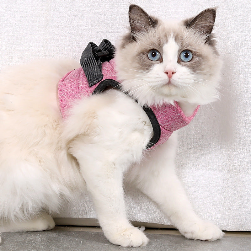 KFX-0862013 Adjustable Cat Traction Rope and Chest Strap, Available in Gray and Blue, Sizes S-M-L