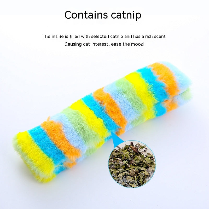 KFX-0862397 Rainbow Plush Cat Pillow Pet Toy - Soft Material, Ideal for Play and Comfort