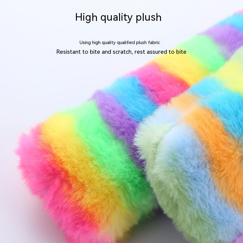 KFX-0862397 Rainbow Plush Cat Pillow Pet Toy - Soft Material, Ideal for Play and Comfort