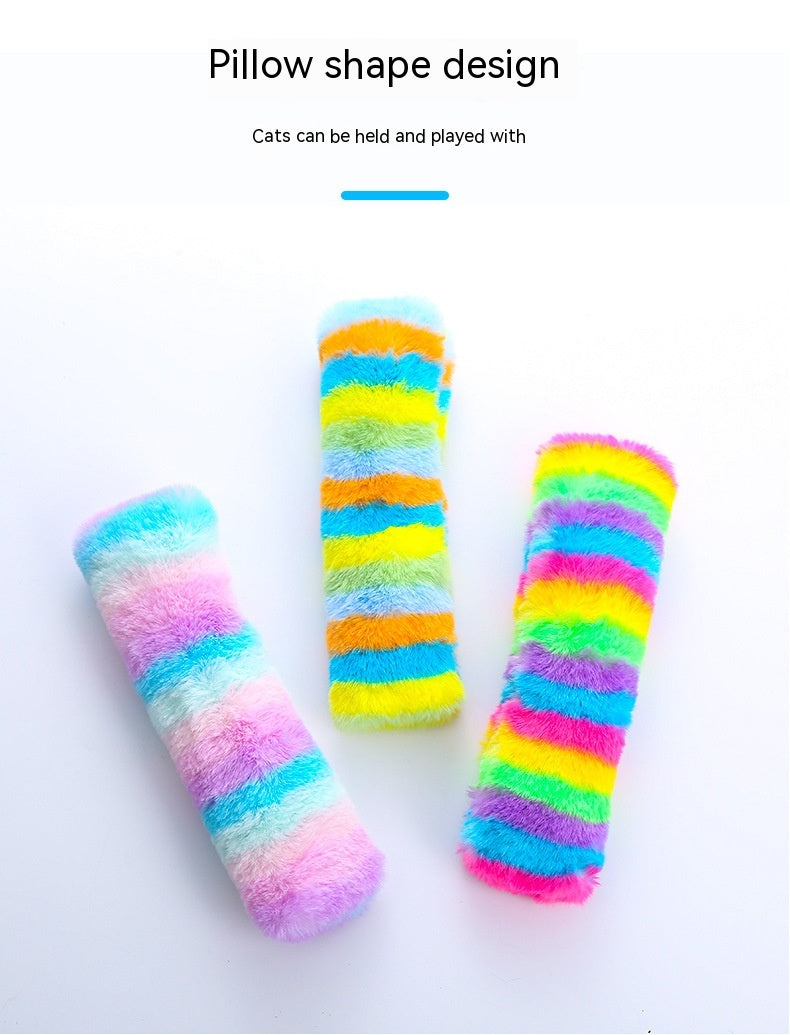 KFX-0862397 Rainbow Plush Cat Pillow Pet Toy - Soft Material, Ideal for Play and Comfort