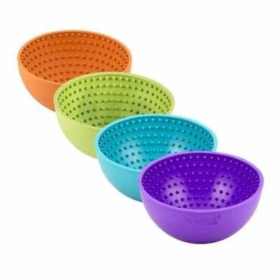 KFX-0862909 Anti-Tumble Tumbler Lick Food Basin Dog Bowl in Red, Green, and Purple