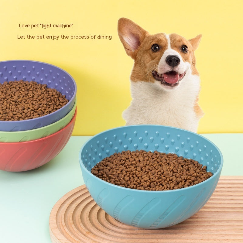 KFX-0862909 Anti-Tumble Tumbler Lick Food Basin Dog Bowl in Red, Green, and Purple