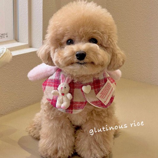 KFX-0863293 Red Plaid Rabbit Ear Pet Scarf for Dogs and Cats - Available in Multiple Sizes