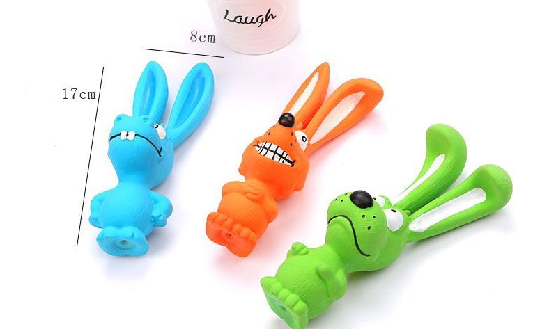 KFX-0863549 Cute Rabbit Dog Chew Toy - Vocal Latex Molar for Pets - Available in Blue, Green, Orange