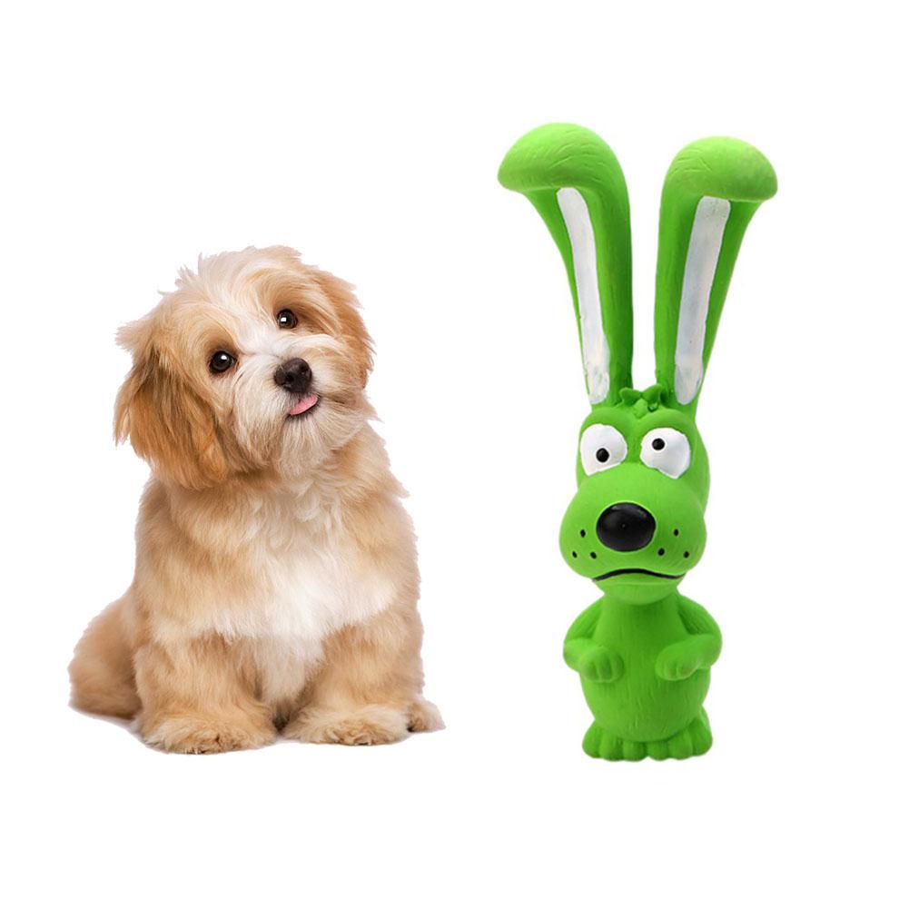 KFX-0863549 Cute Rabbit Dog Chew Toy - Vocal Latex Molar for Pets - Available in Blue, Green, Orange