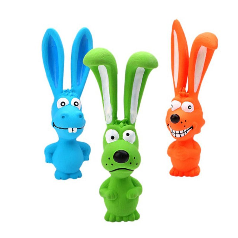 KFX-0863549 Cute Rabbit Dog Chew Toy - Vocal Latex Molar for Pets - Available in Blue, Green, Orange