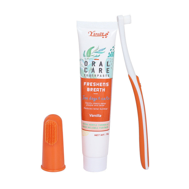KFX-0864317 Pet Toothbrush Set with Finger Brush and Toothpaste in Various Colors