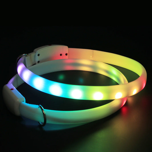 KFX-0864701 USB Rechargeable LED Dog Safety Collar for Night Walking, Adjustable and Weatherproof Design