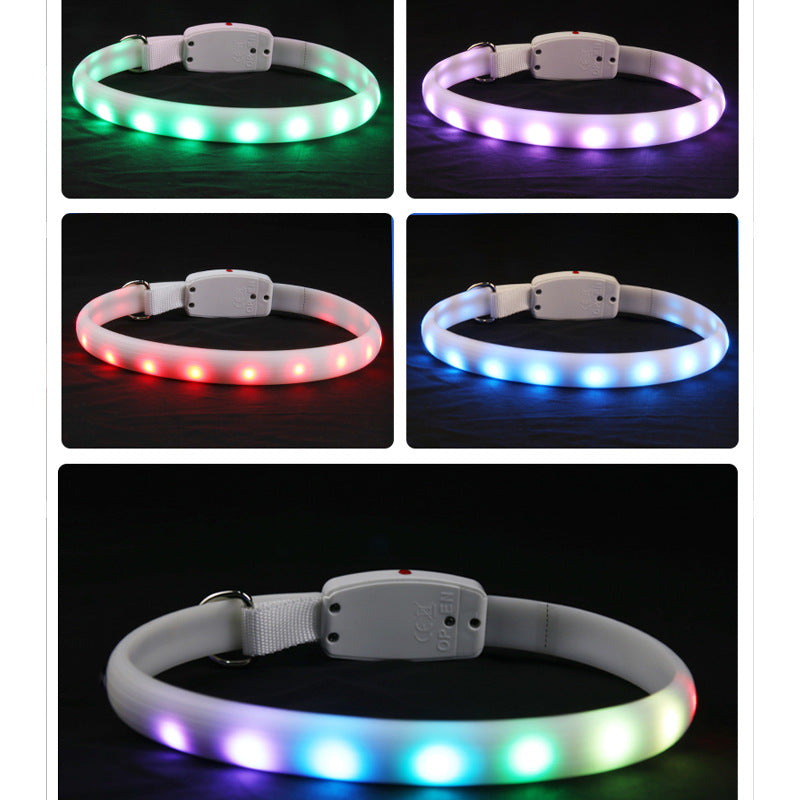 KFX-0864701 USB Rechargeable LED Dog Safety Collar for Night Walking, Adjustable and Weatherproof Design
