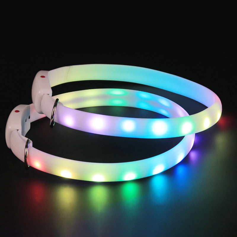 KFX-0864701 USB Rechargeable LED Dog Safety Collar for Night Walking, Adjustable and Weatherproof Design