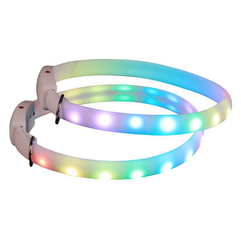 KFX-0864701 USB Rechargeable LED Dog Safety Collar for Night Walking, Adjustable and Weatherproof Design