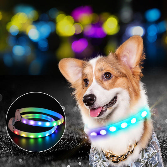 KFX-0864701 USB Rechargeable LED Dog Safety Collar for Night Walking, Adjustable and Weatherproof Design