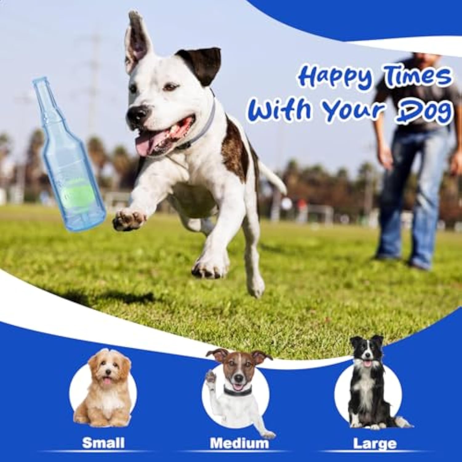 KFX-0865981 Indestructible Water Bottle Dog Toy with Squeaker for Interactive Chewing and Teething Relief