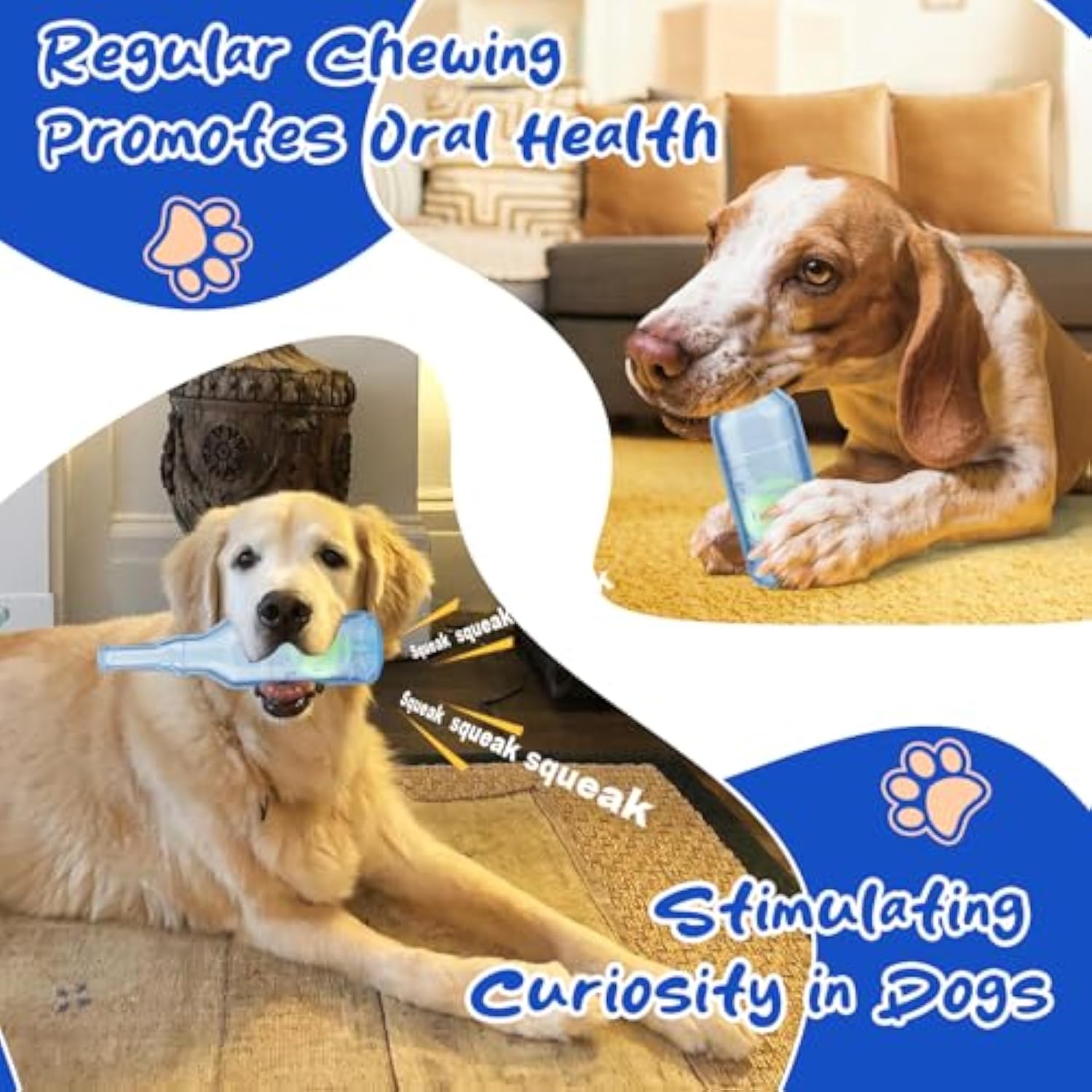 KFX-0865981 Indestructible Water Bottle Dog Toy with Squeaker for Interactive Chewing and Teething Relief