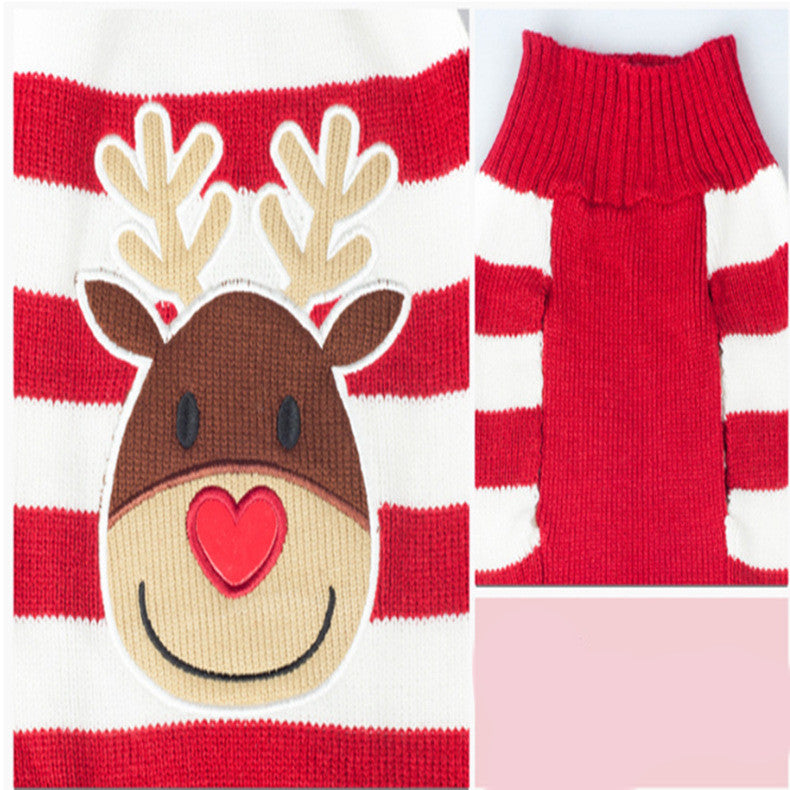 KFX-0866493 Moose Pattern Christmas Sweater for Dogs in Various Sizes