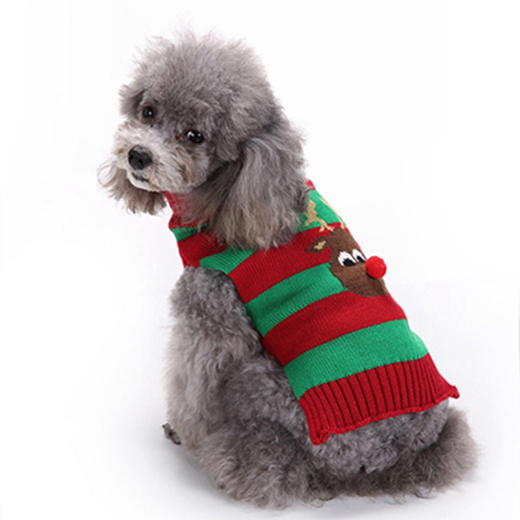 KFX-0866493 Moose Pattern Christmas Sweater for Dogs in Various Sizes