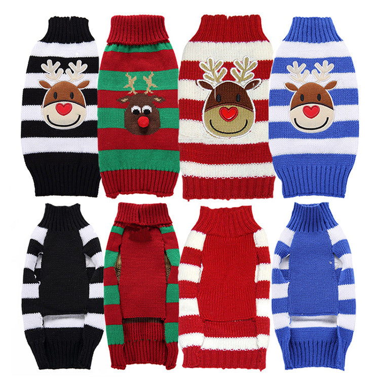 KFX-0866493 Moose Pattern Christmas Sweater for Dogs in Various Sizes