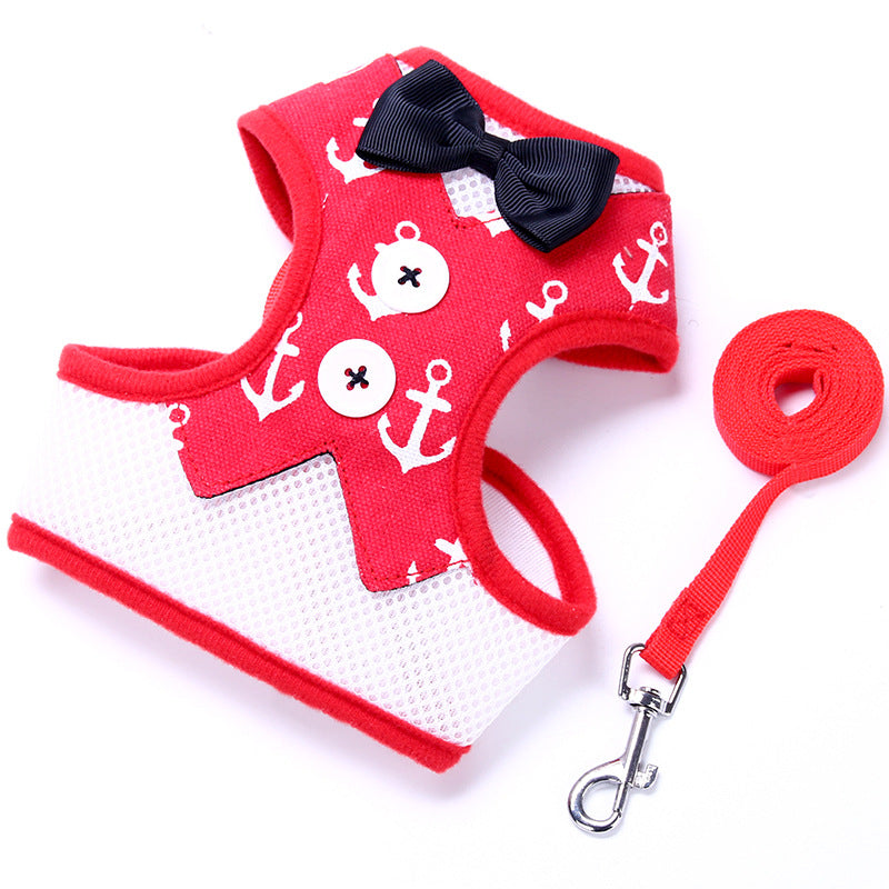 KFX-0867773 Teddy Vest-Style Bow Evening Dress with Chest Strap for Small Dogs