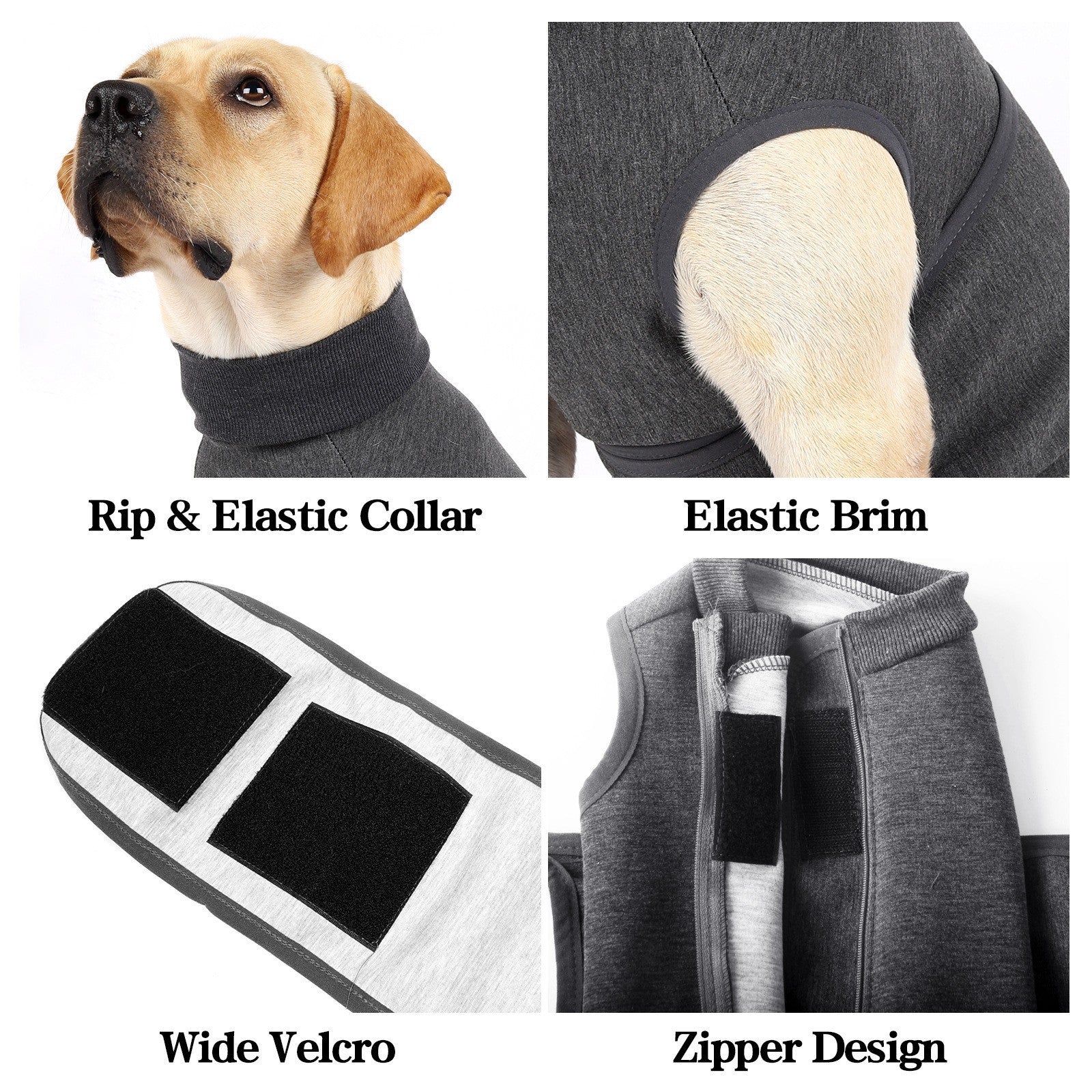 KFX-0868157 Emotional Comfort Double Jacket for Pets - Dark Grey Polyester Fiber