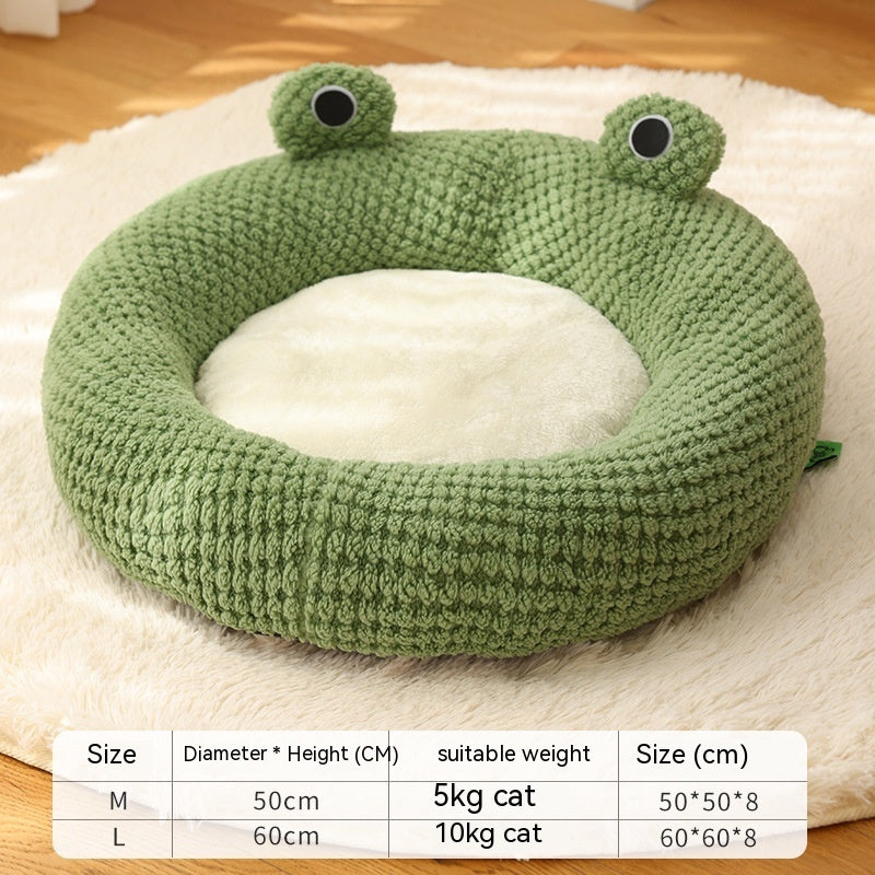 KFX-0868541 Plush Cartoon Frog Pet Nest for Small Dogs and Cats, Warm and Cozy Sleep Mat