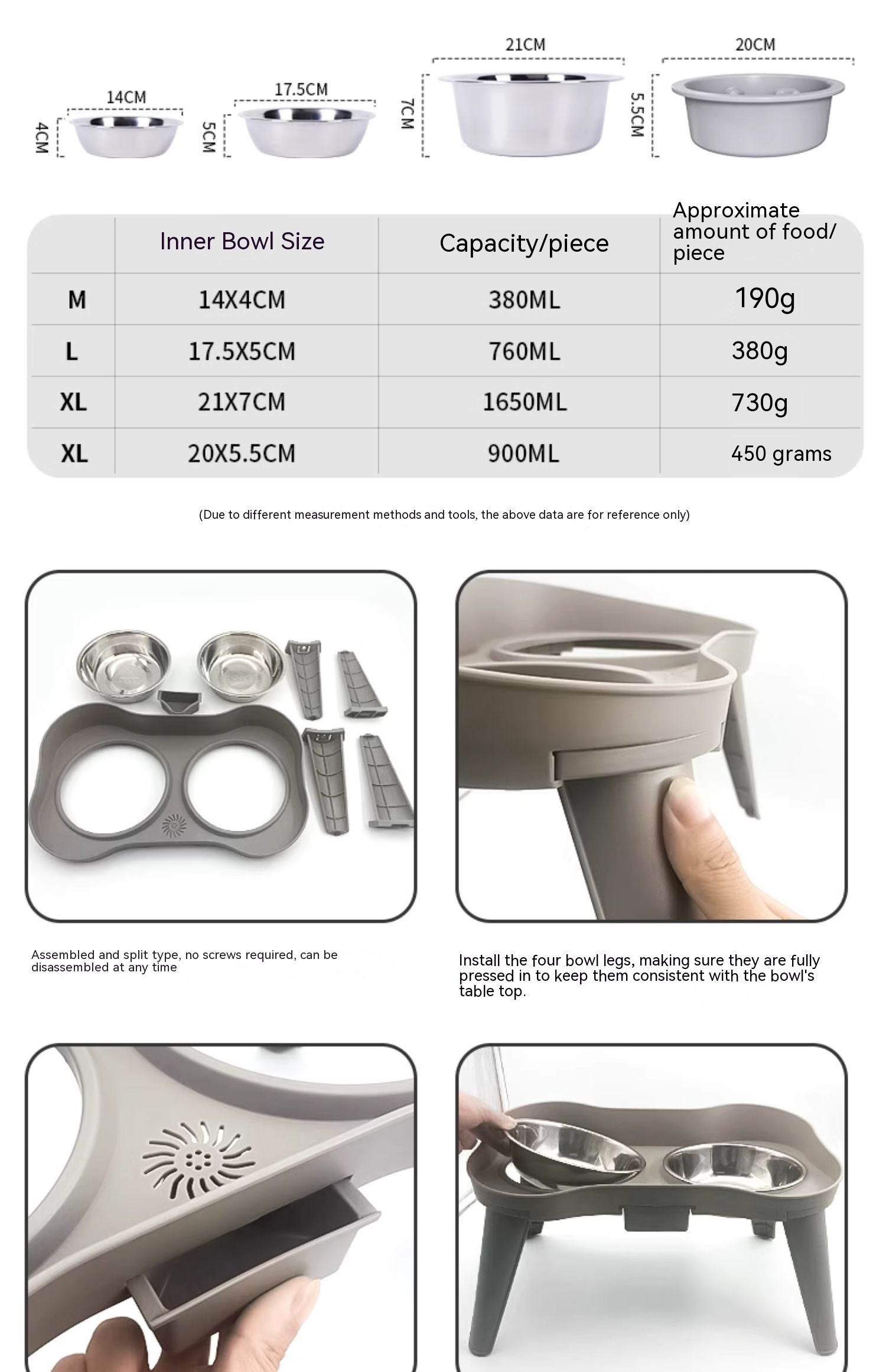 KFX-0868669 Cervical Support Leak-Proof Double Bowl for Cats and Dogs - Available in Multiple Sizes
