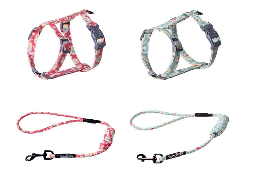KFX-0869949 Durable Nylon Cat Leash with Adjustable Neck and Chest Fit