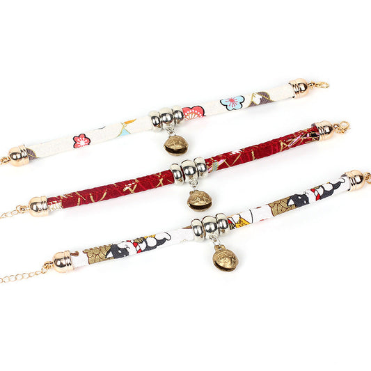 KFX-0870461 Pet Bell Dog Necklace – PU Material, Adjustable Sizes XS-L, Available in White and Red