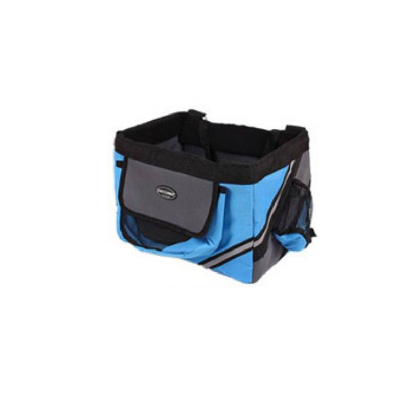 KFX-0870717 Pet Bicycle Carrier Bag for Small Dogs and Cats - Removable Front Basket with Safety Hook, Reflective Strips, and Mesh Pockets