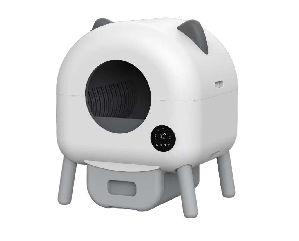 KFX-087187 Smart Self-Cleaning Cat Litter Box with WiFi Odor Control - 76L Capacity, Round Design