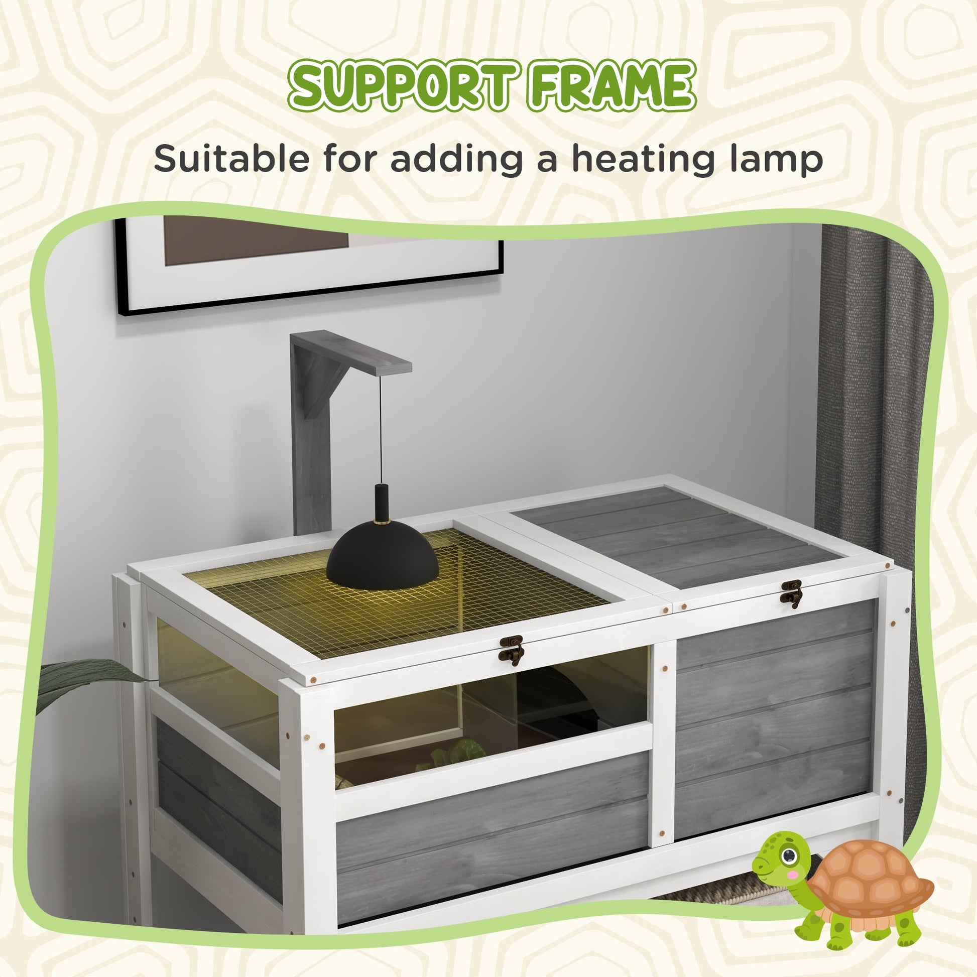 KFX-0872125 Light Gray Tortoise Habitat with Storage Shelf and Weather Protection for Indoor Use