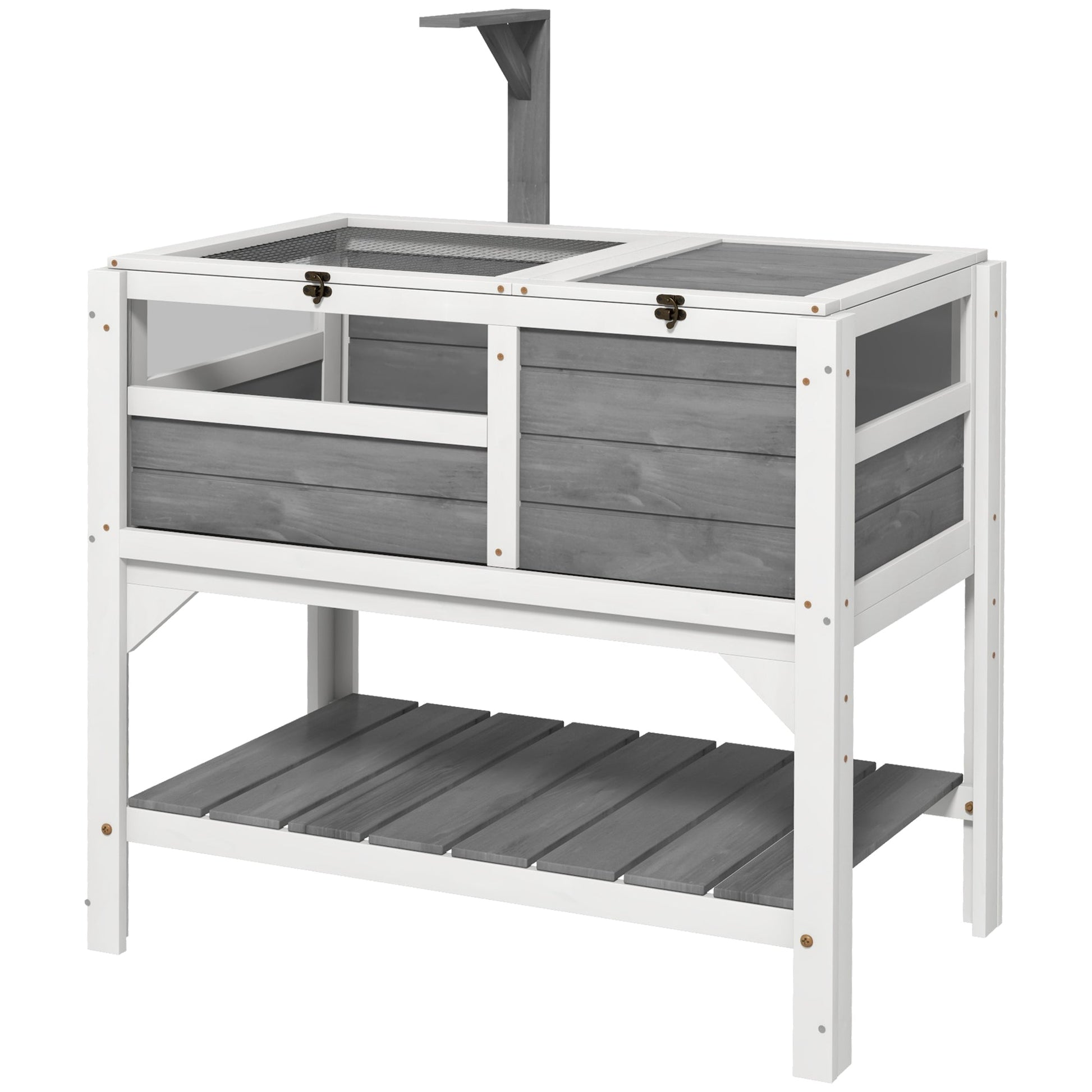 KFX-0872125 Light Gray Tortoise Habitat with Storage Shelf and Weather Protection for Indoor Use