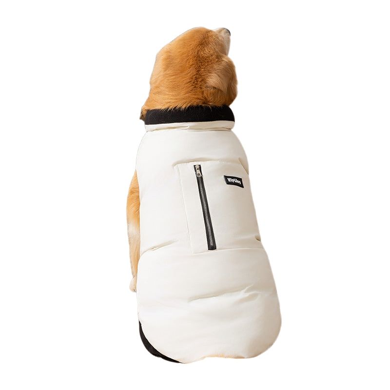 KFX-0873021 Warm Cotton-Padded Vest for Large Dogs with Pocket and Zipper Closure