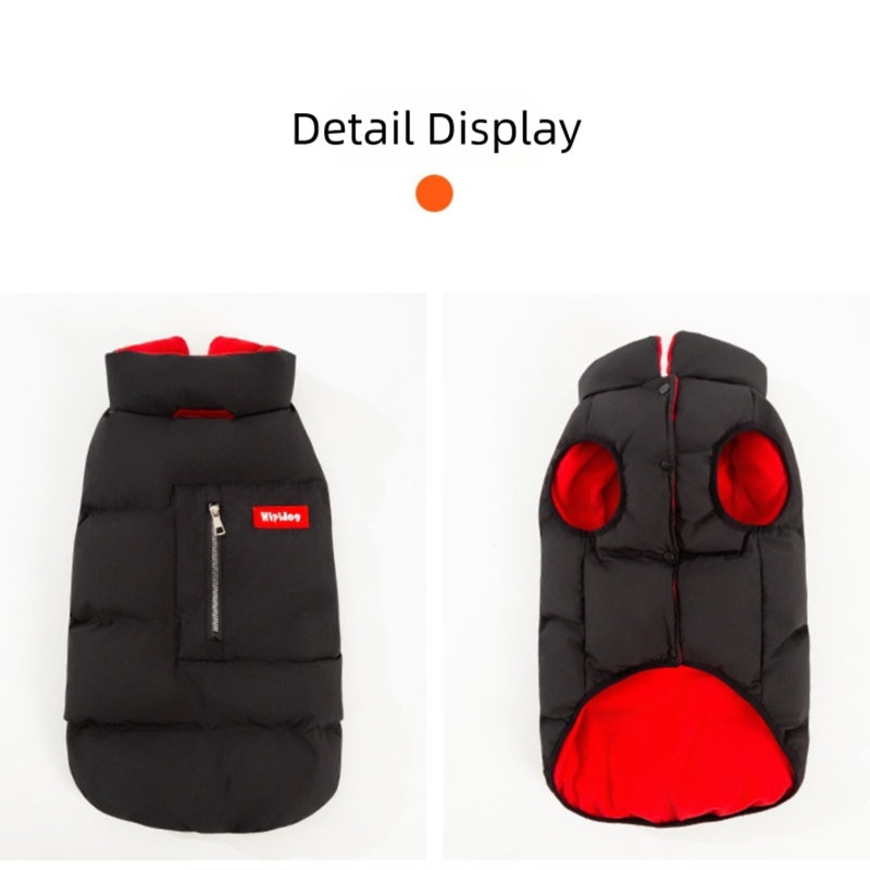 KFX-0873021 Warm Cotton-Padded Vest for Large Dogs with Pocket and Zipper Closure