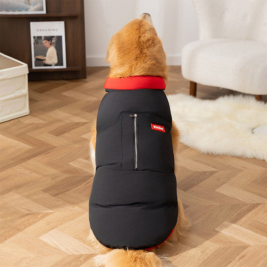 KFX-0873021 Warm Cotton-Padded Vest for Large Dogs with Pocket and Zipper Closure